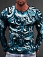 お買い得  メンズ3DＴシャツ-グラフィック 抽象的 ファッション デザイナー カジュアル 男性用 3Dプリント Tシャツ スポーツ・アウトドア 祝日 お出かけ Tシャツ シルバー ブラック ホワイト 長袖 クルーネック シャツ 春 &amp; 秋 衣類 S M L XL 2XL 3XL 4XL