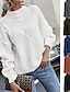 abordables Pulls-Pull femme ras du cou en tricot côtelé  manches longues  couleur unie noir  blanc ou vert kaki  taille S  M ou L