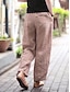 abordables pierna ancha y cintura alta-Mujer Perneras anchas Pantalones Mezcla Lino Algodón Alta cintura Longitud total Negro Otoño