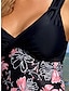 preiswerte Tankinis-Damen Normal Badeanzug Tankini 2 Stück Bademode 2 teilig Print Blumen Strandbekleidung Sommer Badeanzüge