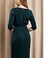 cheap Party Dress-Women&#039;s Party Dress Cocktail Dress Satin Dress Midi Dress Dark Green Long Sleeve Pure Color Lace up Split Spring Fall Winter Crew Neck Fashion Party Modern Winter Dress Christmas Wedding Guest 2023 S