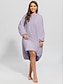 preiswerte Damen Nachthemden und Sleepshirts-Damen Loungewear Nachthemd Kleid reine Farbe lässig bequem weich zu Hause täglich ausgehen Korallenfleece Korallensamt warmer Kapuzenpullover lange Ärmel Herbst Winter Home Outfits