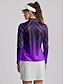 abordables Colección de diseñador-Mujer Camisas de polo Morado Manga Larga Protección Solar Camiseta Otoño Invierno Ropa de golf para damas Ropa Trajes Ropa Ropa