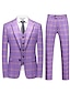 Недорогие Костюмы-Фиолетовые мужские свадебные костюмы из трех предметов, большие размеры, клетчатый клетчатый костюм, однобортный костюм с двумя пуговицами, 2024