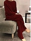cheap Women&#039;s Sleepwear-Women&#039;s Pajamas Sets Pure Color Casual Comfort Home Daily Bed Knit Warm Breathable Crew Neck Long Sleeve Sweater Pant Fall Winter claret Black