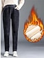 Недорогие Женские брюки-Жен. Тощий Флисовые штаны Корд Карман Завышенная Полная длина Черный Зима