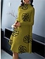 abordables Robes à motifs-Femme Robe casual Robe d&#039;hiver Floral Imprimer Mao Robe mi-longue du quotidien Vacances manche longue Automne Hiver