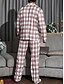 billiga Pyjamas-Herr Vardagsklädsel Sovkläder Pyjamas set Pyjamastopp och byxa 2 delar Rutig Stylish Ledigt Komfort Hem Dagligen Säng Bomullsblandning Komfort Mjuk Kavajslag Långärmad Skjorta Byxa Snörning Elastisk