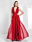 cheap Special Occasion Dresses-Sheath / Column Celebrity Style Dress Formal Evening Military Ball Floor Length Sleeveless Plunging Neck Chiffon with Draping Flower 2023