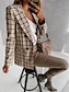 cheap Women&#039;s Blazer&amp;Suits-Women&#039;s Blazer Houndstooth Blazer Formal Business Blazer Suit Plaid Party Jacket Double Breasted Lapel with Pockets