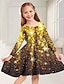 levne dívčí 3D šaty-dětské dívčí přechodové flitry šaty denní dovolená dovolená tisk nad kolena dlouhý rukáv ležérní roztomilé sladké šaty podzim jaro regular fit 3-10 let