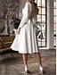 cheap Wedding Dresses-Simple Wedding Dresses Little White Dresses A-Line Scoop Neck Long Sleeve Knee Length Satin Bridal Gowns With Pleats Beading 2024