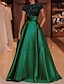 ieftine Rochii de Seară-rochie de seară în formă de a rochie elegantă rochie roșie verde rochie lungime podea mânecă scurtă gât înalt satin cu paiete 2024