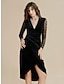 cheap Party Dress-Velvet Lace Ruched Midi Dress
