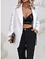 cheap Women&#039;s Blazer&amp;Suits-Women&#039;s Blazer Outdoor Button Letter Warm Fashion Regular Fit Outerwear Long Sleeve Fall Black S