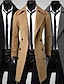 ieftine Trenci pentru bărbați-Bărbați Palton de iarnă pardesiu Peacoat Palton Oficial Afaceri Iarnă Poliester Cald Îmbrăcăminte exterioară Îmbrăcăminte Paltoane / Jachete Culoare solidă Stil Vintage Rever Clasic