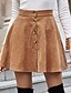 cheap Plain Skirts-Women&#039;s Skirt A Line Mini High Waist Skirts Ruched Solid Colored Street Daily Spring &amp; Summer Corduroy Elegant Fashion Casual Wine Black Yellow Light Brown