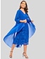 abordables concevoir des ensembles de vêtements-Femme Ensemble Robe Deux Pièces Robe dentelle Robe casual Robe de Mousseline Sortie Elégant Décontractées Dentelle Robe mi-longue Col V manche longue Plein Standard Vin Bleu Automne Hiver S M L XL XXL