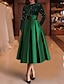 Χαμηλού Κόστους Κοκτέιλ Φορέματα-κοκτέιλ φορέματα σε γραμμή κομψό φόρεμα κόκκινο πράσινο φόρεμα γάμου καλεσμένων τσαγιού μακρυμάνικο λαιμόκοψη σατέν με πιέτες παγιέτα 2024
