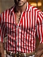 abordables Chemises habillées pour hommes-Homme Chemise Chemise boutonnée Noir Blanche Rouge manche longue Rayure Revers Printemps &amp; Automne Bureau et carrière Fête de Mariage Vêtement Tenue
