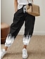 abordables fondos gráficos-Mujer Pantalones de Deporte Pantalones Bolsillo Estampado Gato Media cintura Largo Negro Primavera