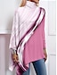 cheap Women&#039;s Blouses &amp; Shirts-Women&#039;s Shirt Blouse Color Block Print Asymmetric Hem Casual Holiday Fashion Long Sleeve High Neck Pink Spring &amp;  Fall