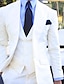abordables Trajes-Trajes de boda blancos para hombre, color sólido, 3 piezas, diario, informal, de negocios, talla grande, un solo pecho, dos botones, 2024