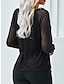 billiga Bastoppar för dam-T-shirt Dam Svart Vit Rodnande Rosa Ensfärgat Nät Gata Dagligen Mode V-hals Normal S