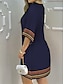baratos Vestidos Estampados-Mulheres Vestido casual Âmbar Imprimir Gola Redonda Minivestido Férias Manga 3/4 Verão Primavera