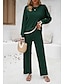 Χαμηλού Κόστους Βασικές Γυναικείες Μπλούζες-Πουκάμισο Σετ παντελονιών Γυναικεία Μαύρο Καφέ Πράσινο του τριφυλλιού Σκέτο Σκίσιμο Καθημερινά Μοντέρνα Στρογγυλή Λαιμόκοψη Κανονικό Τ