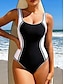 preiswerte Einteilige Badeanzüge-Damen Normal Badeanzug Ein Stück Bademode Schnell Trocknend Farbblock Strandbekleidung Urlaub Badeanzüge