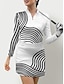 ieftine Colecția de designer-Pentru femei Tricou POLO Roz Deschis Negru / Alb Manșon Lung Protecție Solară Topuri Dungi Toamnă Iarnă Vestimenta Golf Doamnelor Haine Ținute Poartă Îmbrăcăminte