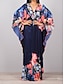 Χαμηλού Κόστους Print Φορέματα-Γυναικεία Καθημερινό φόρεμα Φόρεμα για τον ήλιο Φλοράλ Ταινία Στάμπα Λαιμόκοψη V Μακρύ Φόρεμα Μάξι Φόρεμα Μπόχο Διακοπές Παραλία Μακρυμάνικο Καλοκαίρι Άνοιξη