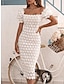 cheap Party Dresses-Women&#039;s Square Neck Short Sleeve Midi Dress Party Elegant Black White Summer Spring
