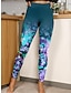 cheap Graphic Bottoms-Women&#039;s Leggings Polyester Print High Cut High Waist Ankle-Length Navy Blue Spring