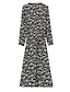 Χαμηλού Κόστους Πάρτι Φορέματα-Γυναικεία Φόρεμα για πάρτυ Κοκτέιλ Φόρεμα Στάμπα Λαιμόκοψη V Μακρυμάνικο Μίντι φόρεμα Διακοπές Παραλία Κομψό Μαύρο Καλοκαίρι Άνοιξη