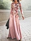 Χαμηλού Κόστους Print Φορέματα-Γυναικεία Καθημερινό φόρεμα Φλοράλ Στάμπα Στρογγυλή Ψηλή Λαιμόκοψη Μακρύ φόρεμα Καθημερινά Ημερομηνία Μακρυμάνικο Άνοιξη Φθινόπωρο