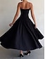 cheap Party Dresses-Women&#039;s Black Dress Prom Dress Party Dress Ruched Sleeveless Birthday Vacation Elegant Black Summer Spring