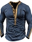 tanie Męskie koszulki casual-Męskie Koszula Henley Koszulka Równina Henley Ulica Urlop Długi rękaw Niejednolita całość Zamek Odzież Designerskie Zabytkowe Podstawowy
