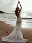 Χαμηλού Κόστους Νυφικά Φορέματα-Παραλία / Προορισμός Βίντατζ Ανοικτή Πλάτη Φορεματα για γαμο Τρομπέτα / Γοργόνα Καμιζόλα Λαιμόκοψη V Αμάνικο Ουρά Σιφόν Νυφικά φορέματα Με Πλισέ Μονόχρωμη 2024