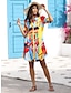 preiswerte Lässiges Kleid mit Aufdruck-Maxi-Hemdkleid aus Satin mit künstlerischem Stillleben-Print