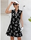 economico Collezione di stilisti-Per donna vestito da golf Nero Bianco Senza maniche Cartoni animati Abbigliamento da golf da donna Abbigliamento Abiti Abbigliamento