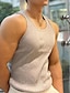 お買い得  ジム用タンクトップ-男性用 ジム用タンクトップ ランニングタンクトップ ワークアウト用タンクトップ メンズトップス クルーネック ノースリーブ バケーション スポーツ お出かけ カジュアル／普段着 速乾性 吸汗性 高通気性 ソフト 平織り イエロー アクティブウェア ポリエステル ファッション スポーツ