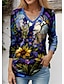 cheap Women&#039;s T-shirts-Women&#039;s T shirt Tee Floral Animal Dragonfly Print Casual Holiday Fashion Long Sleeve V Neck Navy Blue Spring &amp;  Fall