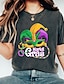 baratos T-Shirts de mulher-Mulheres Camiseta Algodão Gráfico Letra Carnaval Diário Final de semana Imprimir Preto Manga Curta Moda Decote Redondo Primavera Verão