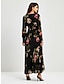 cheap Print Casual Dress-Chiffon Floral Print Cinched Waist Maxi Dress