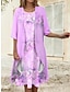 Χαμηλού Κόστους Εκτύπωση σετ φορεμάτων-Γυναικεία Σετ φορέματος δύο τεμαχίων Καθημερινό φόρεμα Φορέματα σιφόν Φόρεμα εκτύπωσης Ημερομηνία Κομψό Στάμπα Μίντι φόρεμα Στρογγυλή Ψηλή Λαιμόκοψη Μισό μανίκι Φλοράλ Χαλαρή Εφαρμογή