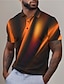 cheap Men&#039;s Button Up Polos-Geometry Men&#039;s Casual 3D Print Golf Polo Outdoor Daily Wear Streetwear Polyester Short Sleeve Turndown Polo Shirts Yellow Red Spring &amp; Summer S M L Micro-elastic Lapel Polo