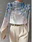 ieftine Bluze &amp; Cămăși Damă-Pentru femei Cămașă Bluză Floral Fluture Imprimeu Muncă Modă Manșon Lung Rotund Bleumarin Primăvara &amp; toamnă