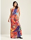 tanie drukowana sukienka na co dzień-Sukienka maxi z tropikalnym nadrukiem, modna na wakacje